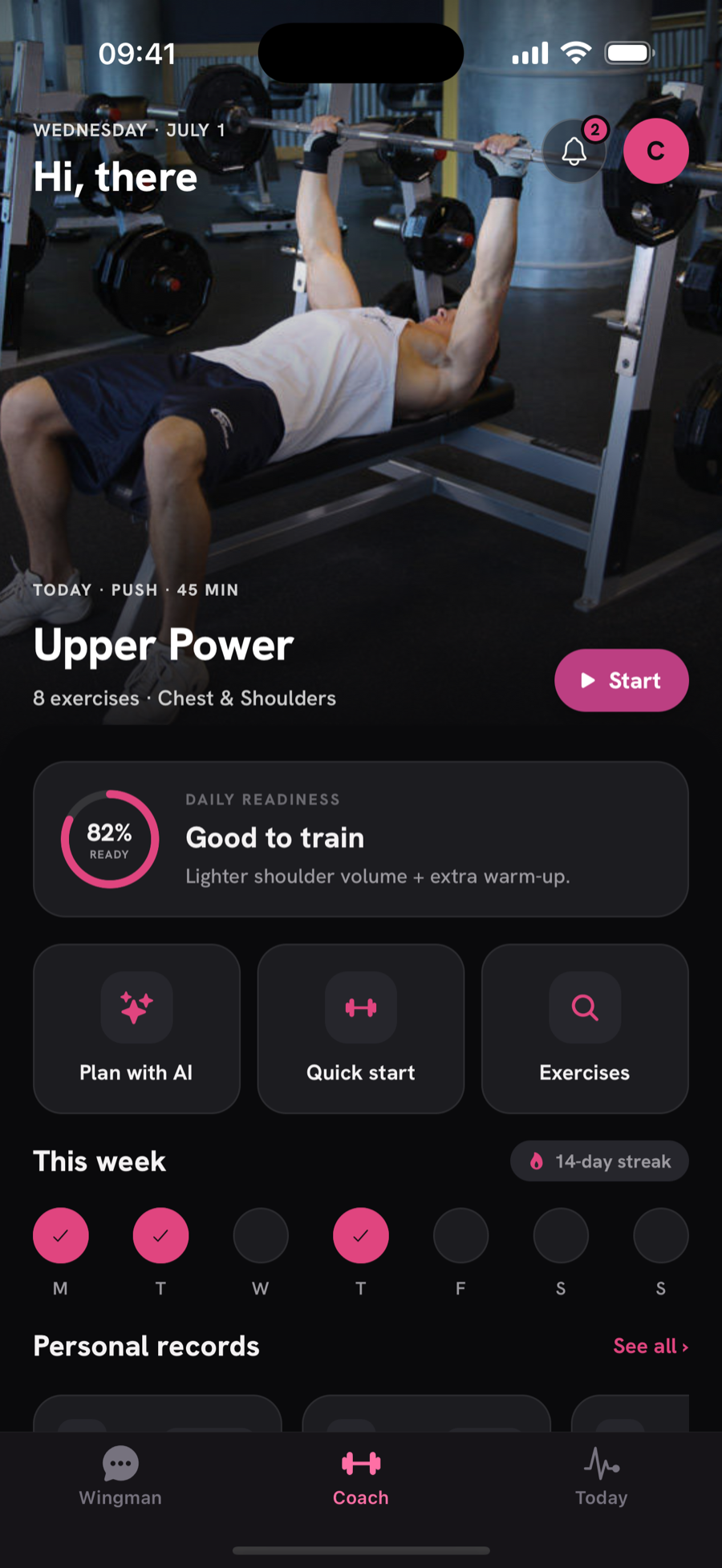 Chum Coach, today's workout